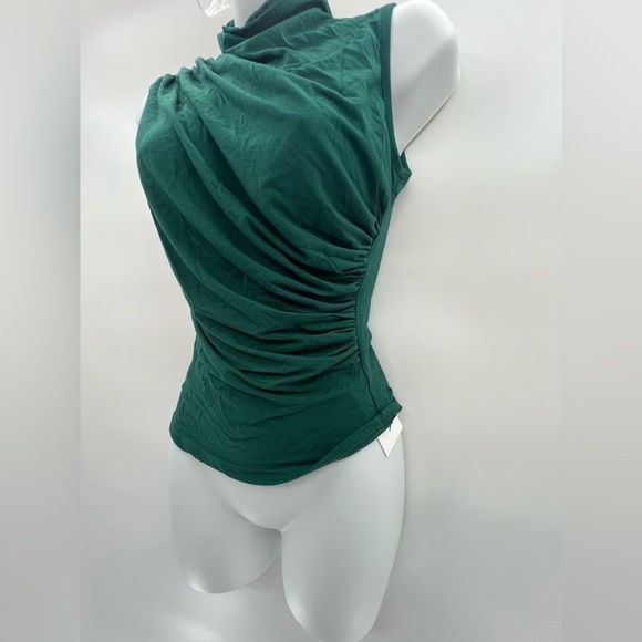 Avanova Hunter Green Women's Ruched Mock-Neck Top - Size XS - Picture 4 of 6